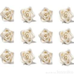 Flores Rosas grandes marfiles de azúcar 5 cm (24) - Decora