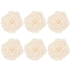 Flores rosas marfil de azúcar 7 cm (6) - Sin gluten - Dekora