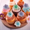 Flores y lazos azules de azúcar (10) - Sin gluten - Dekora