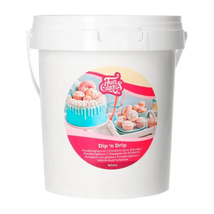 Fondant líquido blanco con glasa Dip 'n Drip 1 kg - Funcakes
