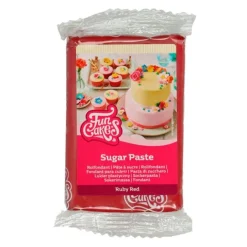 Fondant rojo rubi 250 g - Sin gluten - Funcakes