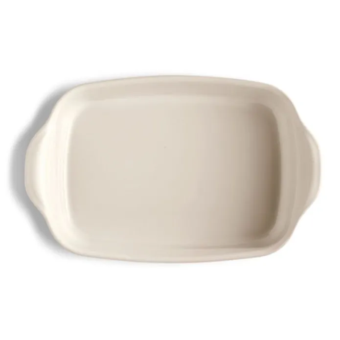 Fuente rectangular con asas crema 24 x 19 x 5,5 cm - Cerámica - Emile Henry