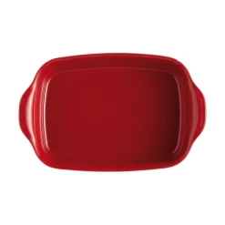 Fuente rectangular con asas roja 24 x 19 x 5,5 cm - Cerámica - Emile Henry