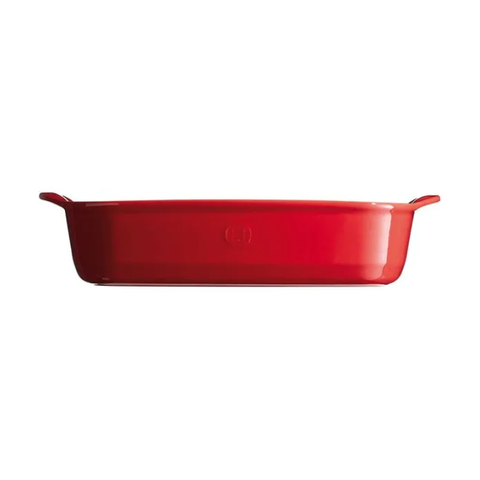 Fuente rectangular con asas roja 24 x 19 x 5,5 cm - Cerámica - Emile Henry