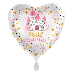 Globo de foil corazón castillo feliz cumpleaños 43 cm - Premioloon