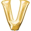 Globo de foil dorado letra "V" 35 cm