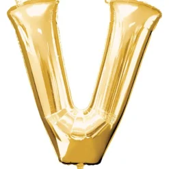 Globo de foil dorado letra "V" 35 cm