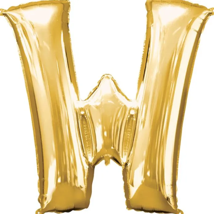 Globo de foil dorado letra "W" 35 cm