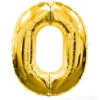 Globo de foil dorado número "0" 88 cm