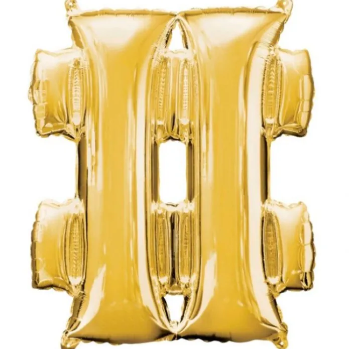 Globo de foil dorado signo "#" 35 cm