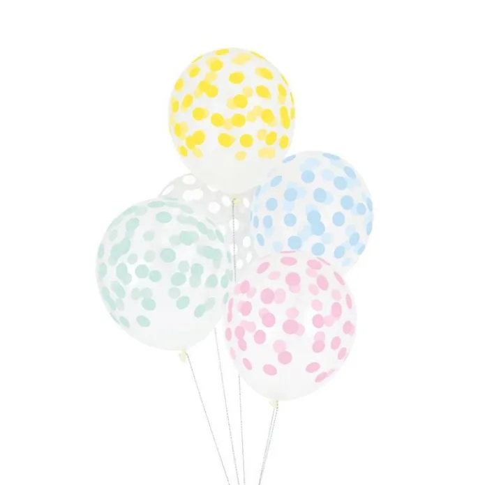 Globos transparentes confeti multicolor pastel (5) - My Little Day