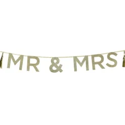 Guirnalda de papel dorada Mr & Mrs - Talking Tables