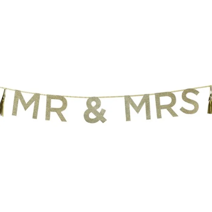 Guirnalda de papel dorada Mr & Mrs - Talking Tables