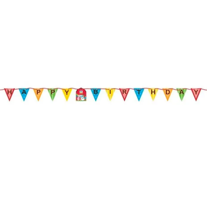 Guirnalda de papel Happy Birthday animales de la granja 1,82 m - Creative Converting