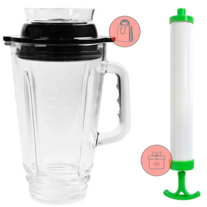 Jarra para vacío Glass Personal Blender 1,2 litros - Cristal - Tribest + REGALO bomba vacío