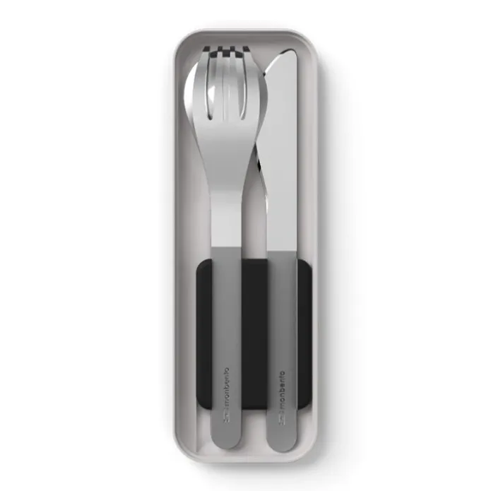 Juego 3 cubiertos con estuche negro - Acero inoxidable - Monbento