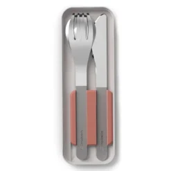 Juego 3 cubiertos con estuche rosa - Acero inoxidable - Monbento