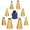Kit de 8 mangas, 8 boquillas doradas y adaptador - Wilton