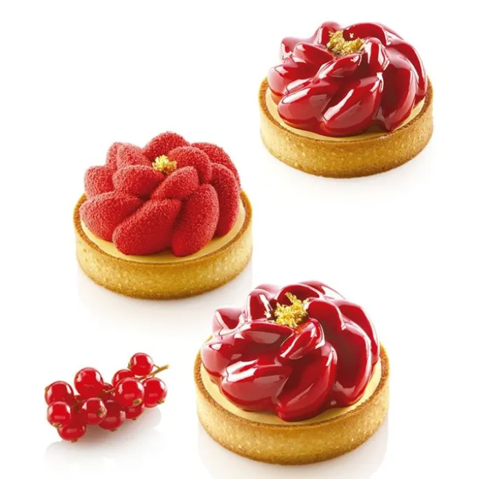 Kit Tarte Ring Fleur 80 mm 6 cavidades - Silikomart Professional