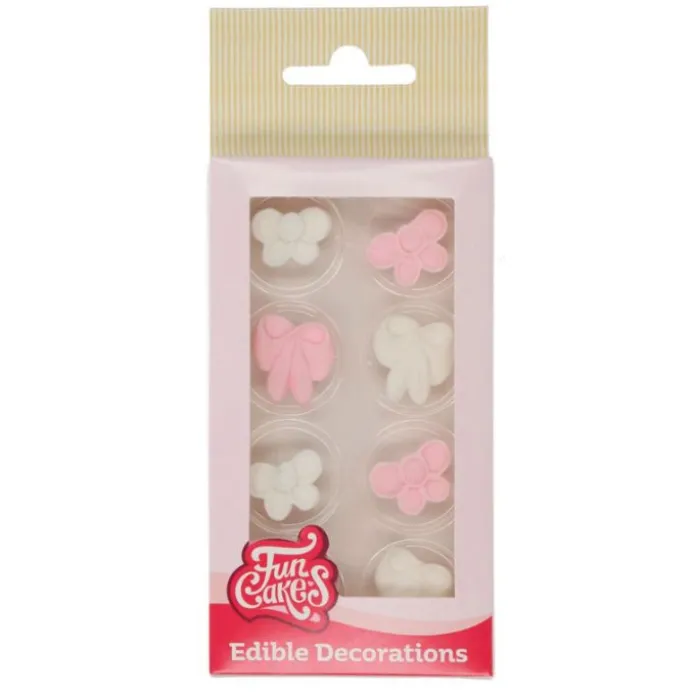 Lazos de azúcar blancos y rosas (8) - Sin gluten - Funcakes