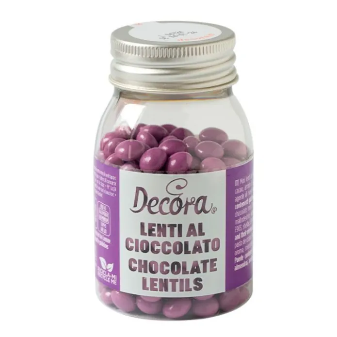 Lentejas de chocolate moradas 80 g - Decora