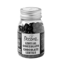 Lentejas de chocolate negras 80 g - Decora