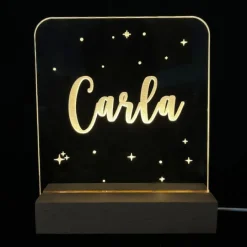Lámpara personalizada cuadrada nombre o nombres - Metacrilato y madera