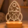 Lámpara personalizada nave espacial nombre - Metacrilato y madera