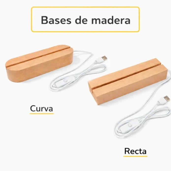 Lámpara personalizada redonda nombres San Valentín - Metacrilato y madera