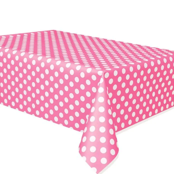 Mantel fino de plástico rosa con lunares 1,3 x 2,5 m - Creative Converting