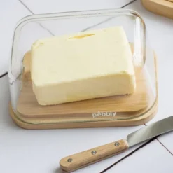 Mantequillera con tapa y cuchillo - Madera de bambú - Pebbly