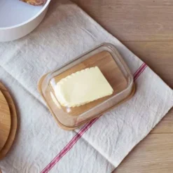 Mantequillera con tapa y cuchillo - Madera de bambú - Pebbly