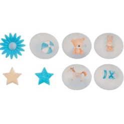 Margaritas, estrellas y decoraciones infantiles de oblea azules (18) - Sin gluten - Dekora