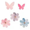 Mariposas rosas y flores rosas y azules de oblea (8) - Sin gluten - Dekora