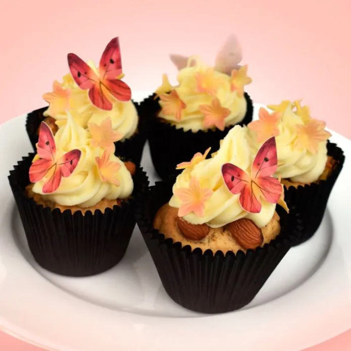 Mariposas y flores amarillas de oblea (39) - Sin gluten - Dekora