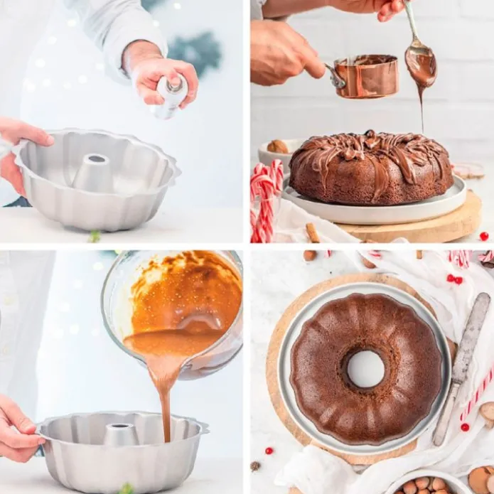 Molde antiadherente bundt con bordes ondulados 24 cm - Decora