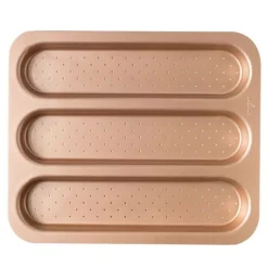 Molde antiadherente para 3 baguettes pan Gold Line - Decora