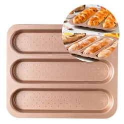 Molde antiadherente para 3 baguettes pan Gold Line - Decora