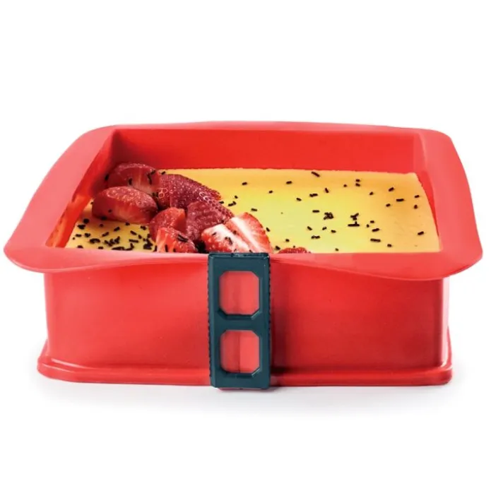 Molde cuadrado desmontable con pinza y plato de cristal 22 cm - Ibili