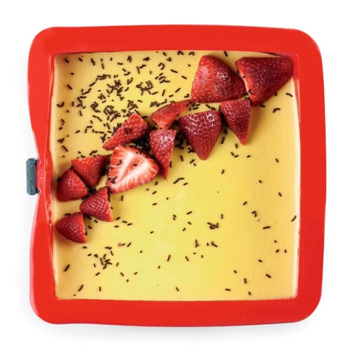 Molde cuadrado desmontable con pinza y plato de cristal 22 cm - Ibili