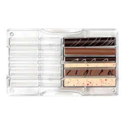 Molde de policarbonato para 12 bombones barritas - Decora