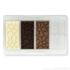 Molde de policarbonato para 4 tabletas de chocolate caparazón - Decora