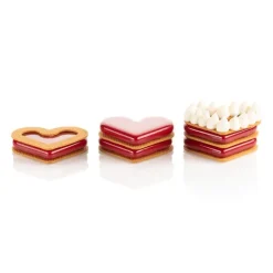 Molde de silicona Level hearts 8 cavidades con cortador - Silikomart Professional