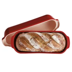 Molde horno para pan grande con base y tapa rojo 34 x 13 x 14 cm - Cerámica - Emile Henry