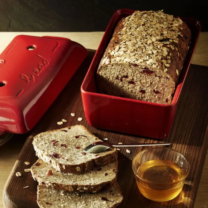 Molde horno para pan rectangular con base y tapa rojo 24 x 14,5 x 12 cm - Cerámica - Emile Henry