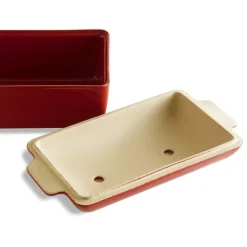 Molde horno para pan rectangular con base y tapa rojo 24 x 14,5 x 12 cm - Cerámica - Emile Henry