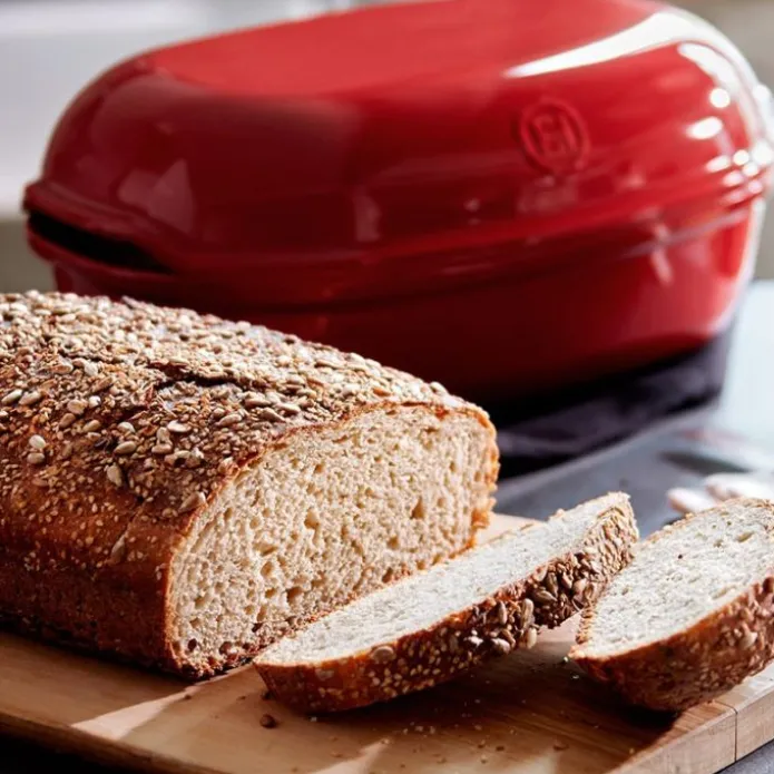 Molde horno para pan tradicional con base y tapa rojo 31 x 19,5 cm - Cerámica - Emile Henry