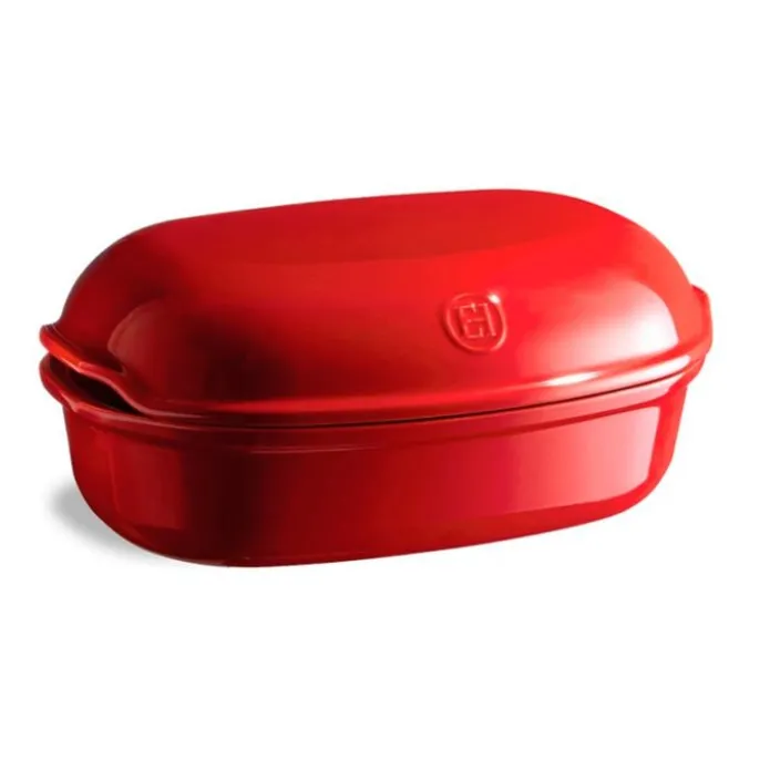 Molde horno para pan tradicional con base y tapa rojo 31 x 19,5 cm - Cerámica - Emile Henry