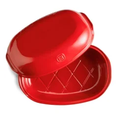 Molde horno para pan tradicional con base y tapa rojo 31 x 19,5 cm - Cerámica - Emile Henry
