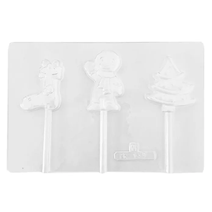 Molde para 3 bombones Navidad con palito
